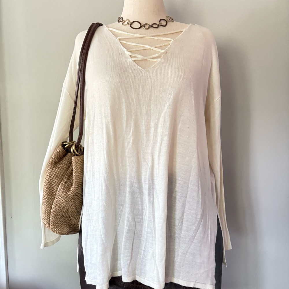 Lightweight cream colored long sleeve sweater